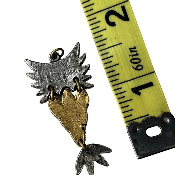 VINTAGE Owl Charm Necklace Pendent Silver Gold Dangle - Picture 5 of 5